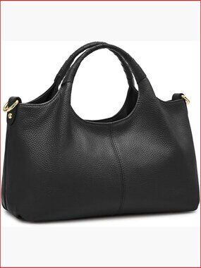 Top Grain Pebbled Cowhide Leather Satchel Crossbody Bag with Adjustable Strap